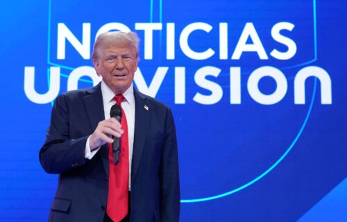 Former President Donald Trump speaks during a Univision town hall