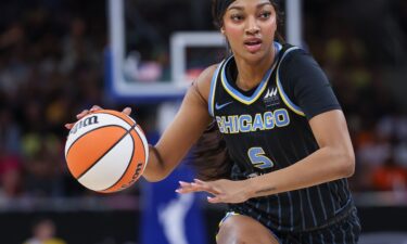 Chicago Sky star rookie Angel Reese brings the ball up court during the game against the Indiana Fever at Wintrust Arena on August 30 in Chicago.