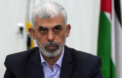 Yahya Sinwar chairs a meeting with leaders of Palestinian factions at his office in Gaza City