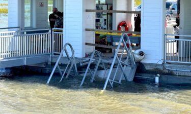 A portion of the gangway that collapsed remains visible on Sapelo Island in McIntosh County