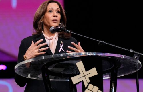 Vice President Kamala Harris speaks at a church service at New Birth Missionary Baptist Church in Stonecrest