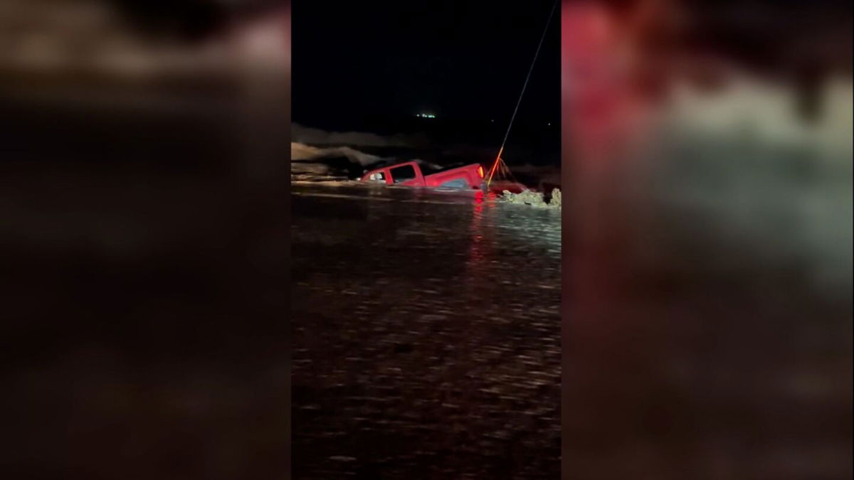 <i>Hagerman Police Department via CNN Newsource</i><br/>A truck is seen submerged in flood waters in Hagerman