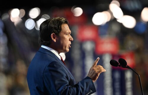 Florida Gov. Ron DeSantis speaks at the Republican National Convention on July 16 in Milwaukee