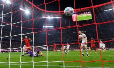 Kane nets against Stuttgart on Saturday.