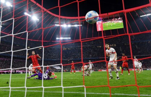 Kane nets against Stuttgart on Saturday.