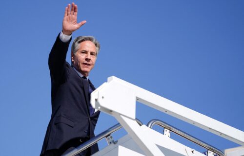 US Secretary of State Antony Blinken boards a plane as he departs Joint Base Andrews