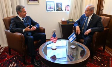 This handout image from the Israeli Prime Minister's Office shows Israel Prime Minister Benjamin Netanyahu meeting with US Secretary of State Antony Blinken in Jerusalem on October 22.