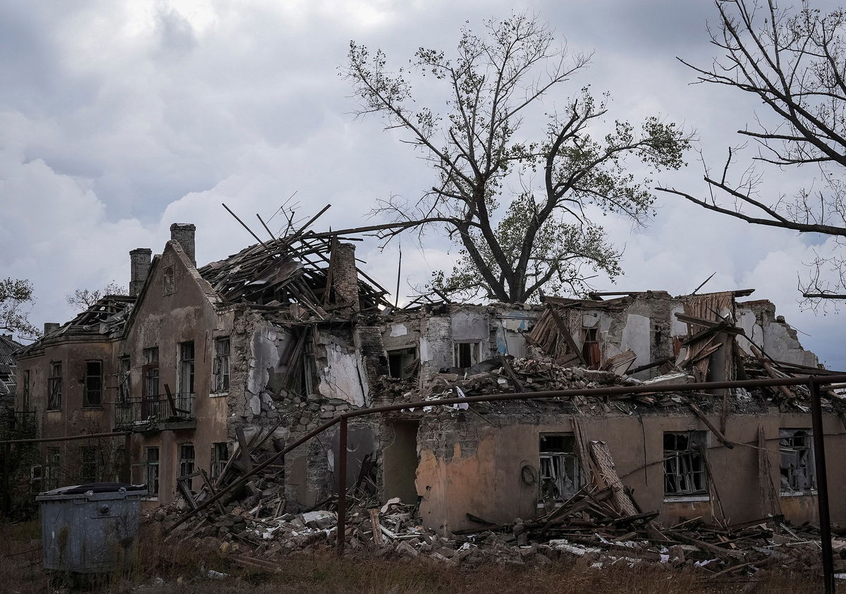 <i>Inna Varenytsia/Reuters via CNN Newsource</i><br/>A view of a damaged residential building in the front line city of Chasiv Yar in Donetsk region