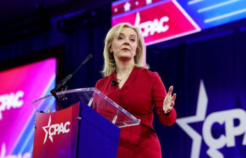 Liz Truss speaks at the Conservative Political Action Conference (CPAC) in Maryland in February. She told CNN this week she is endorsing Trump -- an unusual step for a former British prime minister.