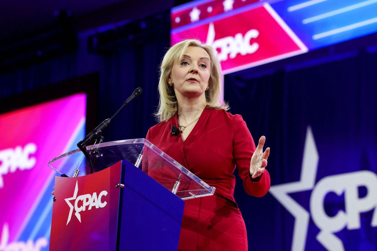 <i>Amanda Andrade-Rhoades/Reuters via CNN Newsource</i><br/>Liz Truss speaks at the Conservative Political Action Conference (CPAC) in Maryland in February. She told CNN this week she is endorsing Trump -- an unusual step for a former British prime minister.