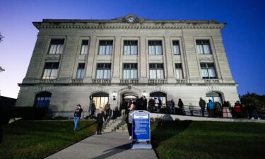 Spectators line up to enter the Carroll County Courthouse for the trial of Richard Allen on Oct. 18.