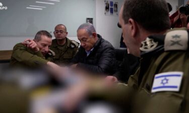 Israeli Prime Minister Benjamin Netanyahu monitors the attack on Iran from an undisclosed location. Parts of the image were obscured by the Israel Defense Forces.