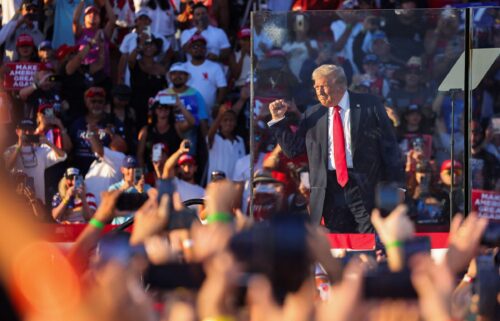 Former President Donald Trump attends a rally in Coachella