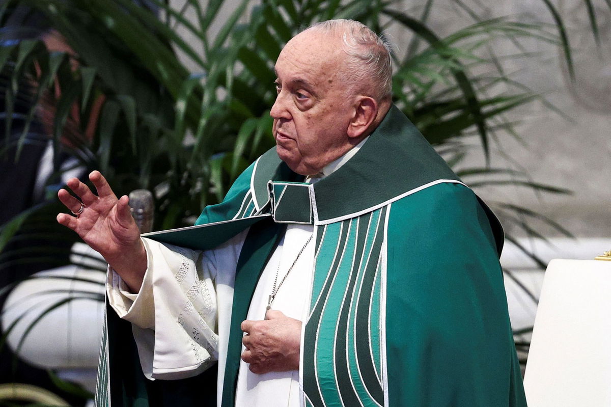 <i>Guglielmo Mangiapane/Reuters via CNN Newsource</i><br/>Pope Francis leads the closing Mass at the end of the Synod of Bishops in Saint Peter's Basilica at the Vatican on Sunday.