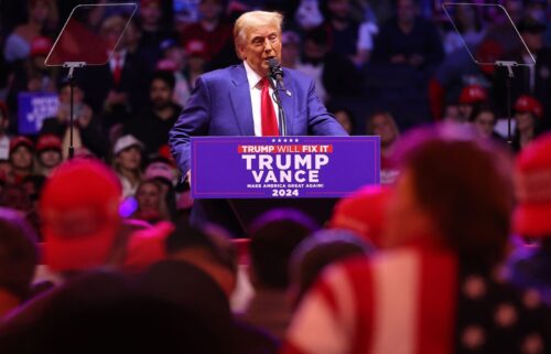 Former President Donald Trump speaks at a campaign rally at Madison Square Garden on October 27.