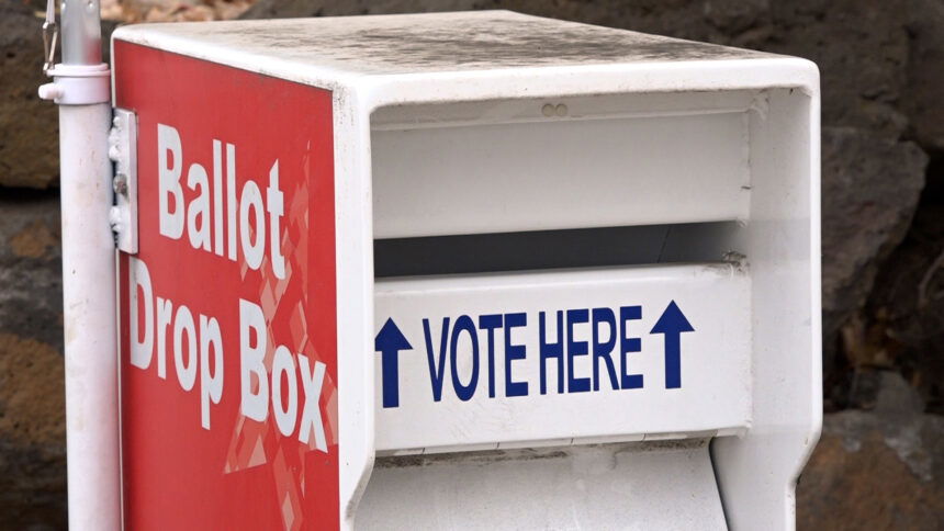 A Deschutes County ballot drop box