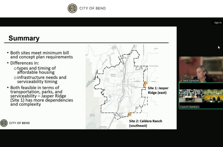 Bend City Council held work session Wednesday evening to review 2 sites under consideration for UGB expansion