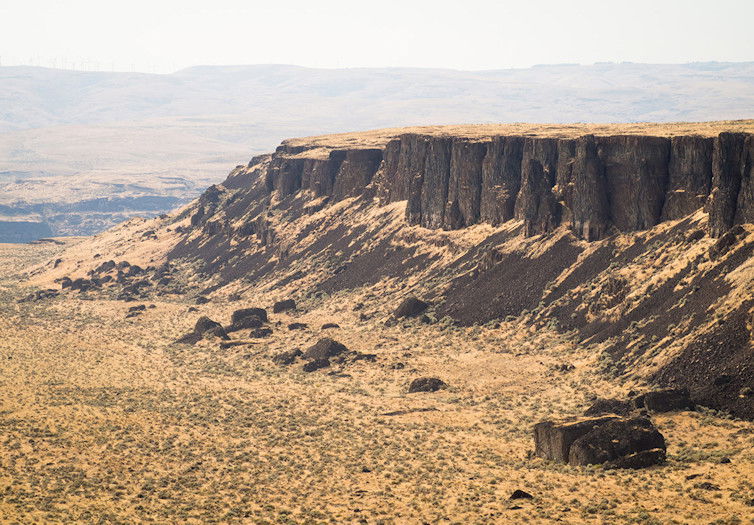 Columbia River Basin basalt cliffs in Washington.