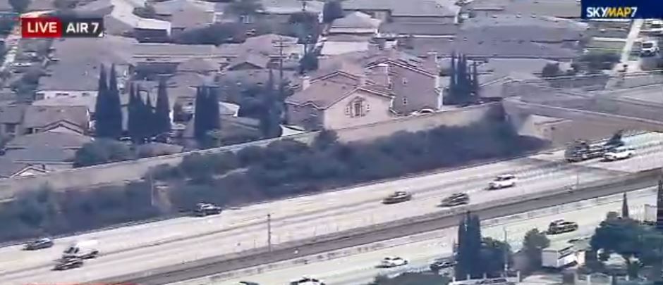 <i>KABC via CNN Newsource</i><br/>A suspect in a stolen Mercedes SUV drove the wrong way on the SB 405 freeway during a police chase in the Inglewood area.