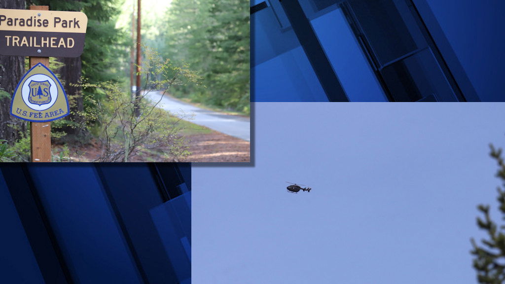 An Oregon National Guard helicopter crew helped in the search for a hiker who died on the Mt. Hood National Forest.