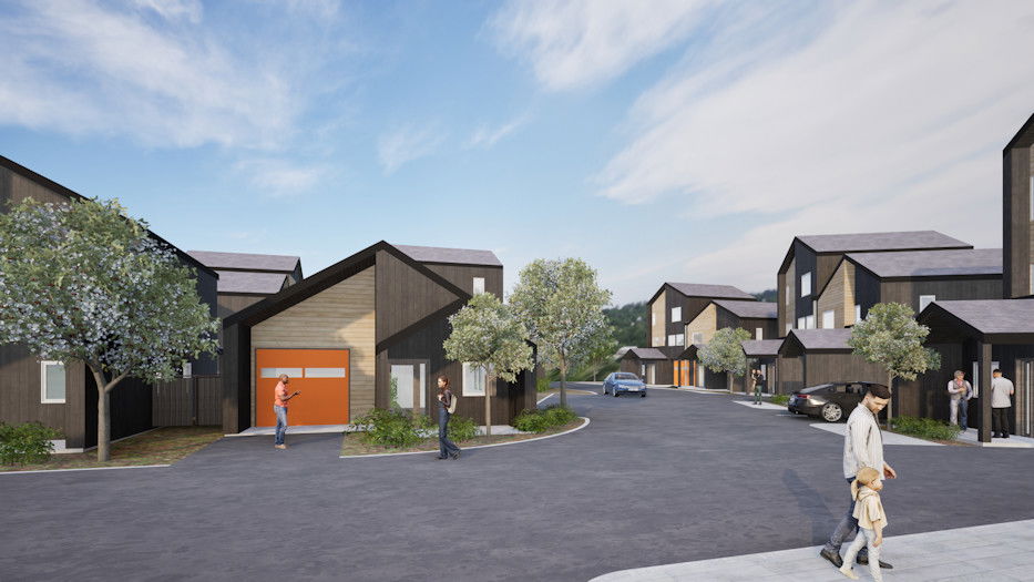 Rendering of Thistle & Nest's Ponderosa Commons affordable housing project in SW Bend