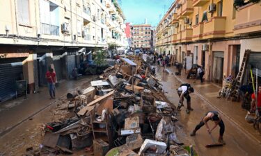 Debris piled up along a street on November 1