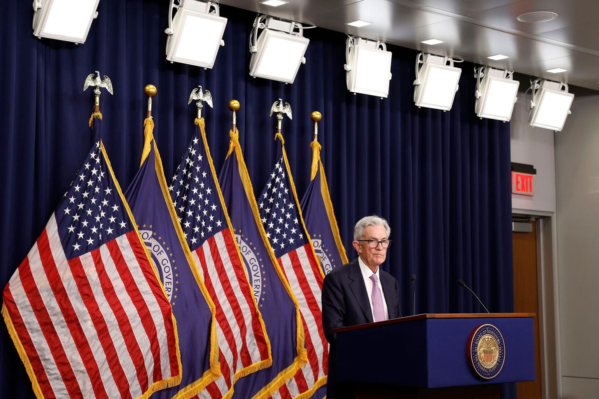 <i>Anna Moneymaker/Getty Images via CNN Newsource</i><br/>Federal Reserve Chair Jerome Powell speaks at a news conference in Washington