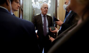 U.S. Senator John Cornyn (R-TX) talks with reporters at the U.S. Capitol in Washington