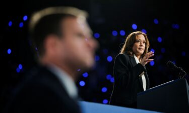 Vice President Kamala Harris speaks during a campaign rally at East Carolina University