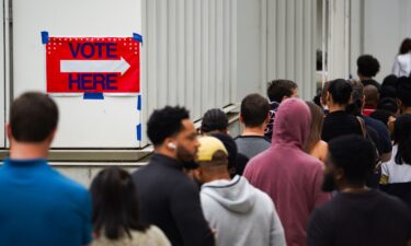 Voters head into a polling location to cast their ballots in Atlanta