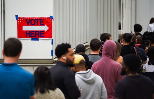 Voters head into a polling location to cast their ballots in Atlanta