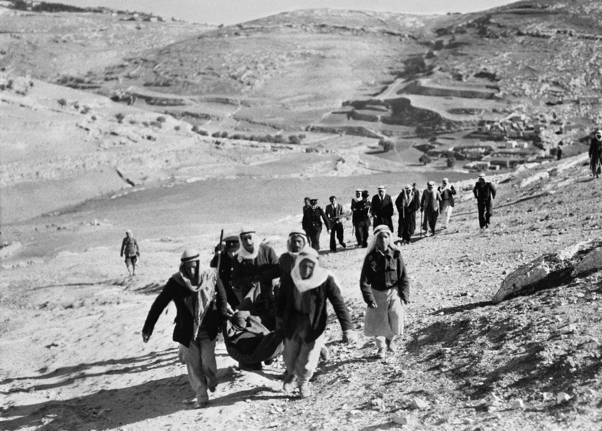 <i>AFP/Getty Images via CNN Newsource</i><br/>Palestinian Arabs fleeing their village near Jerusalem