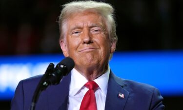 Republican presidential nominee former President Donald Trump speaks at a campaign rally at Van Andel Arena