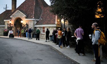 People line up to vote in the 2024 U.S. presidential election on Election Day at Park Tavern in Atlanta