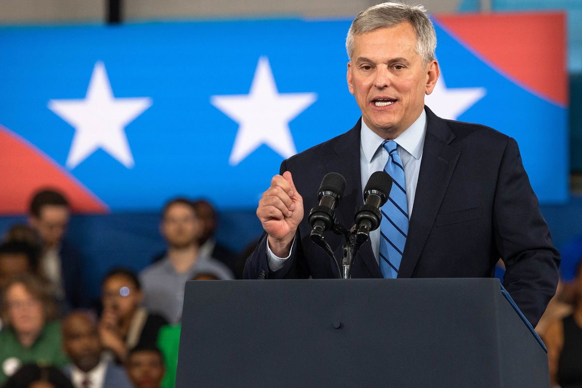 <i>Grant Baldwin/Getty Images via CNN Newsource</i><br/>North Carolina Attorney General Josh Stein speaks in support of Vice President Kamala Harris at the Hendrick Center For Automotive Excellence on August 16