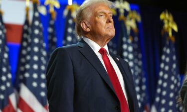 Donald Trump is pictured at an election night watch party at the Palm Beach Convention Center in West Palm Beach