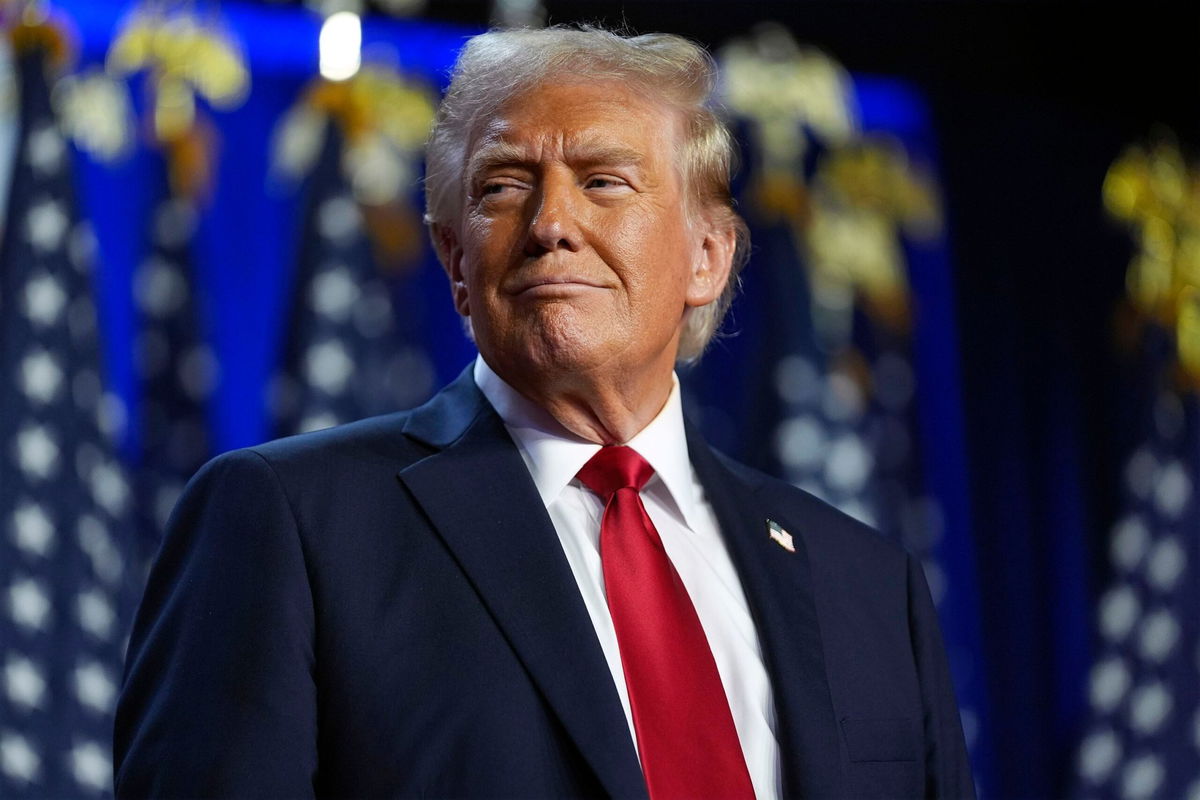 <i>Evan Vucci/AP via CNN Newsource</i><br/>President-elect Donald Trump arrives at an election night watch party at the Palm Beach Convention Center on Wednesday