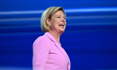 Wisconsin Sen. Tammy Baldwin arrives to speak at the Democratic National Convention in Chicago on August 22