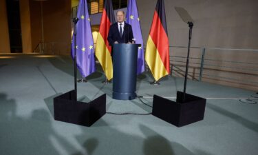 German Chancellor Olaf Scholz addresses a press conference at the Chancellery in Berlin on November 6