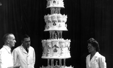 The nine-foot tall cake was made by McVitie and Price Ltd.