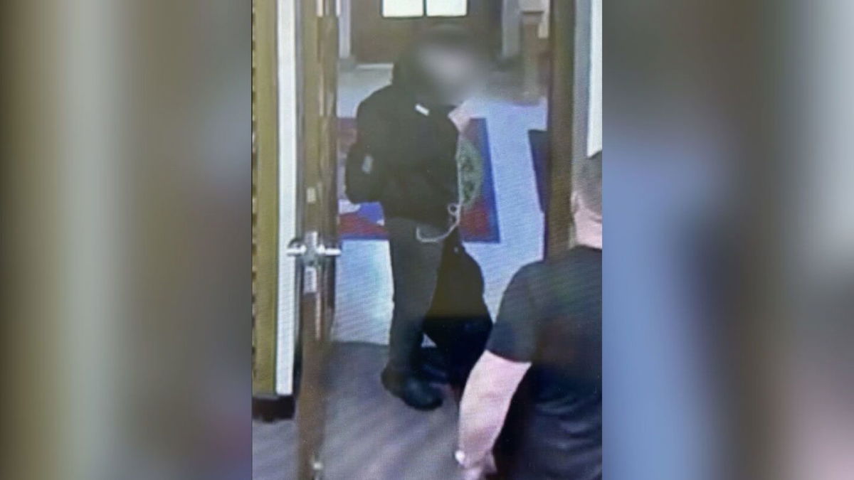 <i>Kenosha Police Dept./WISN via CNN Newsource</i><br/>The Kenosha Police released images of the suspect in the school. Portions of the image were blurred by police.