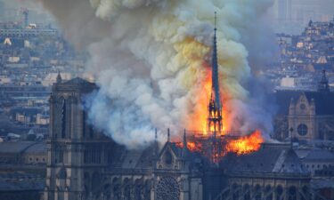 Smoke and flames rise during the 2019 fire at the cathedral.