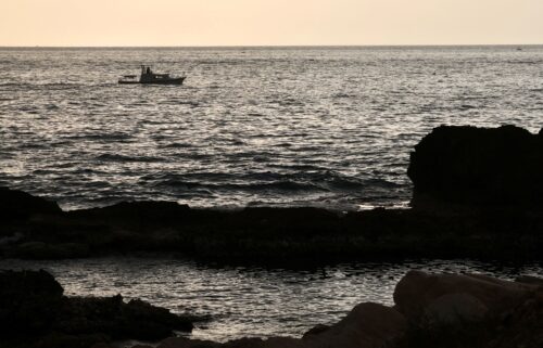 Lebanese forces patrol the sea after an Israeli special forces raid in the northern Lebanese coastal town of Batroun early on Friday