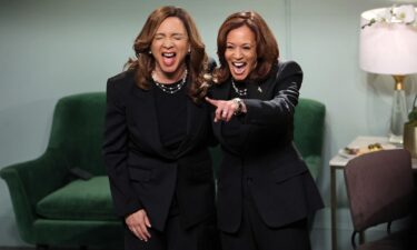 Democratic presidential candidate Vice President Kamala Harris appears with actress Maya Rudolph during the cold open of "Saturday Night Live" on November 2.