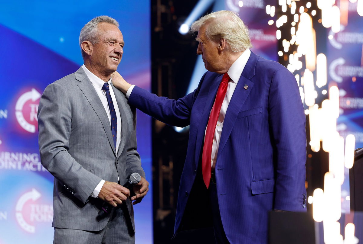 <i>Anna Moneymaker/Getty Images via CNN Newsource</i><br/>Republican presidential nominee President Donald Trump and Robert F. Kennedy Jr. are seen here on October 23 in Duluth