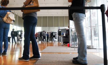 Voters head into a polling location to cast their ballots on the last day of early voting for the 2024 election on November 1