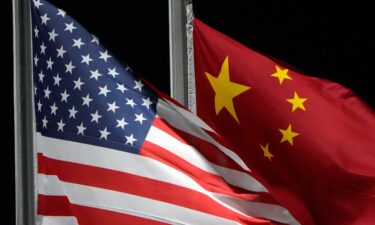 The American and Chinese flags wave at Genting Snow Park