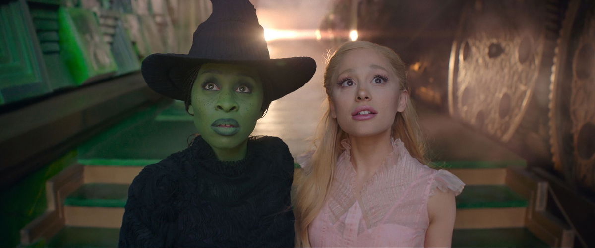 <i>Universal Pictures via CNN Newsource</i><br/>Cynthia Erivo is Elphaba and Ariana Grande is Glinda in 