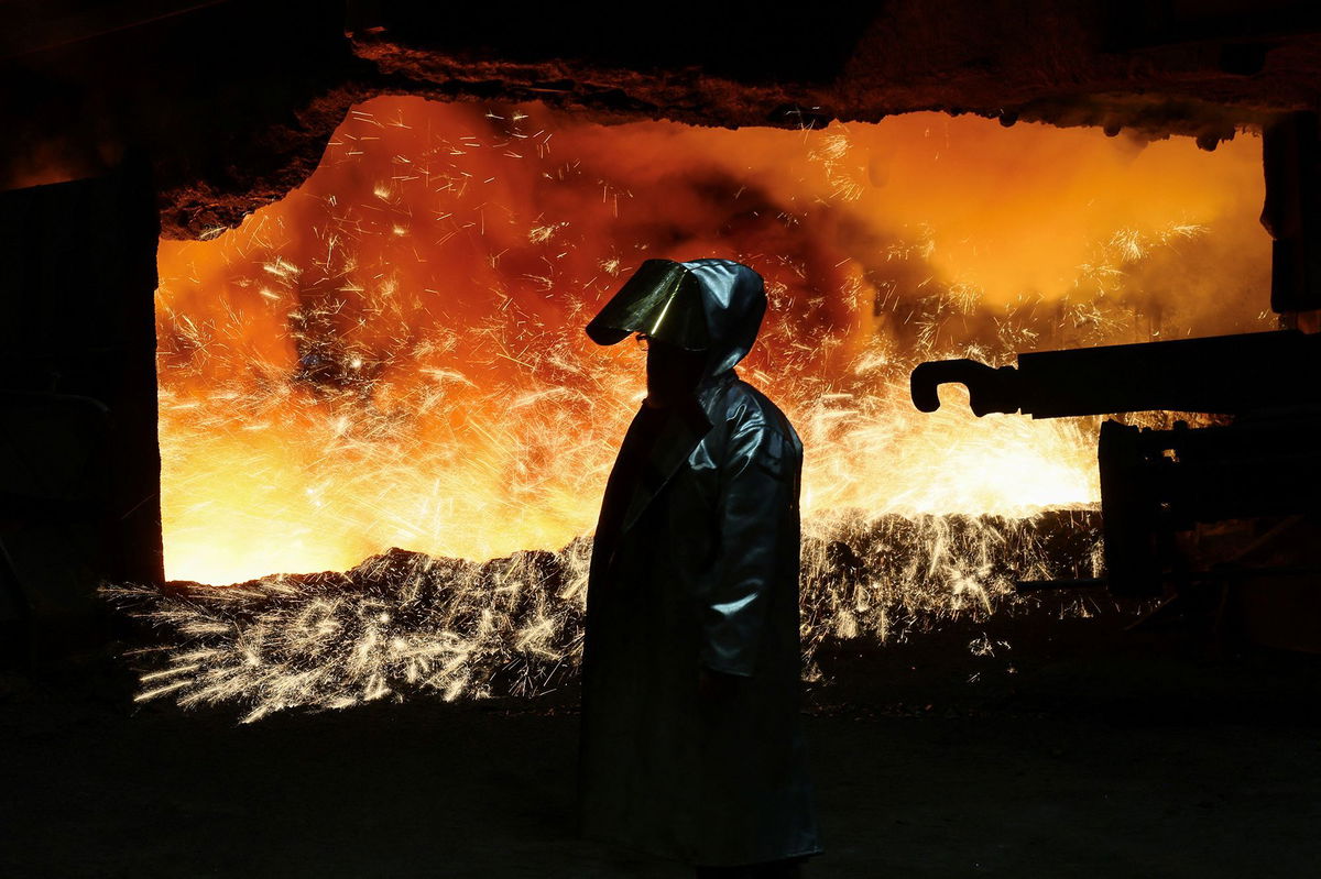 <i>Wolfgang Rattay/Reuters via CNN Newsource</i><br/>A steel worker pictured at the Thyssenkrupp steel plant in Duisburg