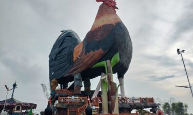 The giant building named “Manok ni Cano” ("Cano's Chicken") stands nearly 35 meters tall and 12 meters wide.